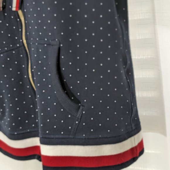 Tommy Hilfiger Navy Zip Up Women's Sweatshirts Hoodie Polka Dot Size Medium - Picture 6 of 9